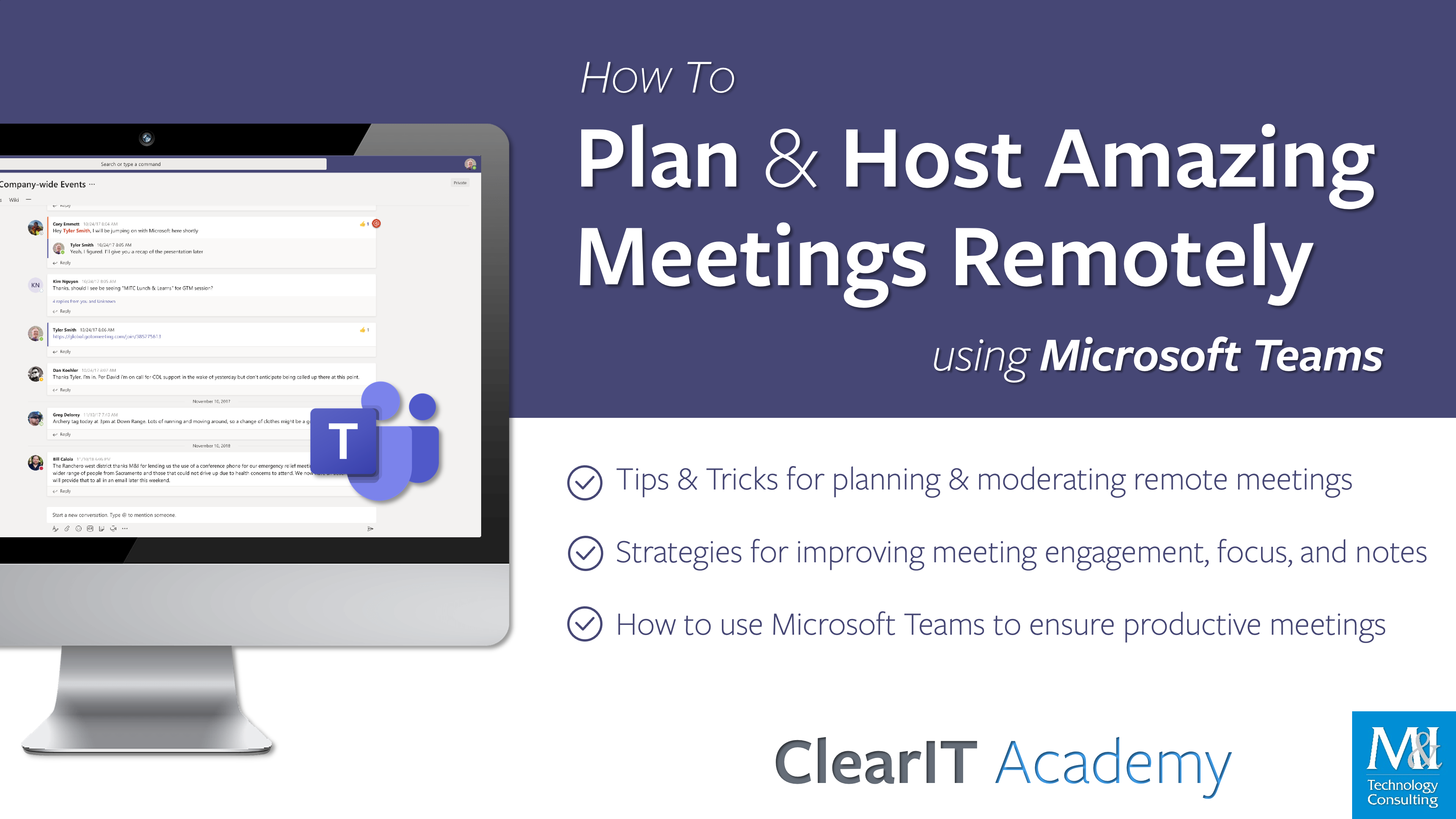 ClearIT Academy - How to Plan & Host Amazing Meetins Remotely using Microsoft Teams